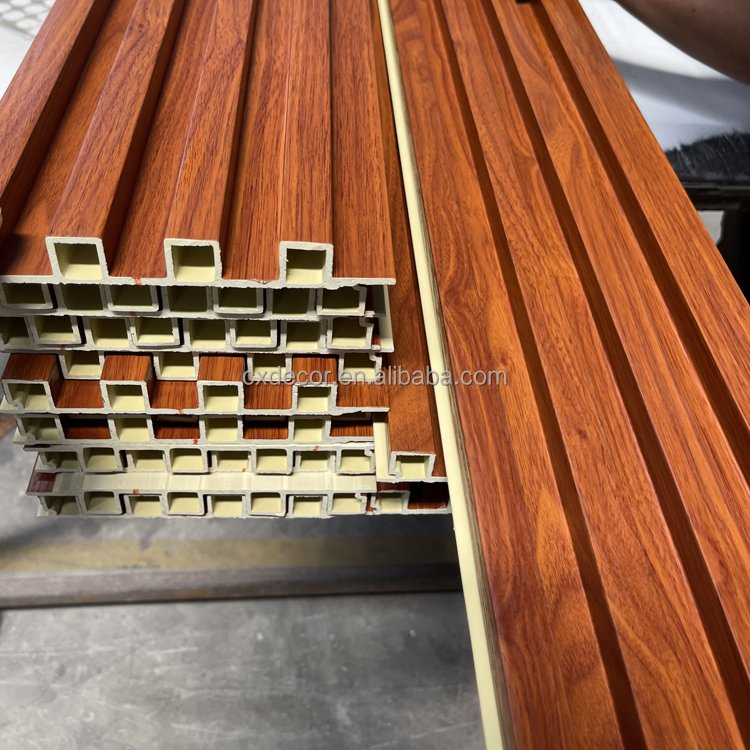 Interior Wood Plastic Composite WPC Panneau Decoration Mural en PVC 3D Fluted Wall Cladding Panel Board