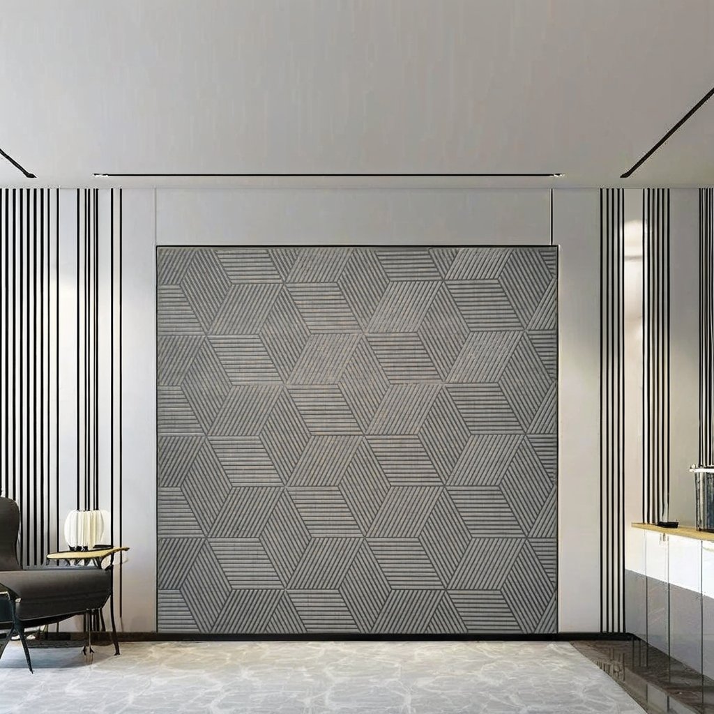Interior Hotel Decoration Wall Panel 3D Leather PVC Panel in Carbon Gold Fireproof 3D Leather Wall Panel