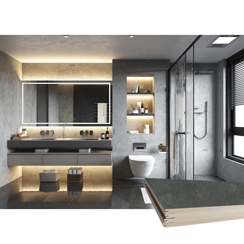 Decorative Cheap cement Look Bathroom WPC Cladding Board For Bathroom Shower