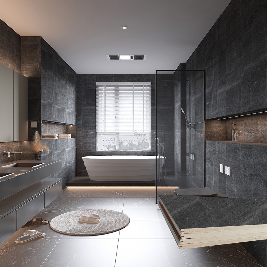 Decorative Cheap cement Look Bathroom WPC Cladding Board For Bathroom Shower
