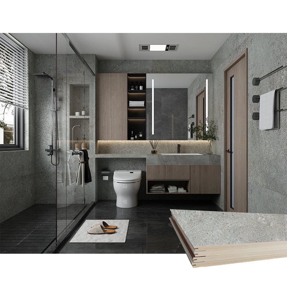 Decorative Cheap cement Look Bathroom WPC Cladding Board For Bathroom Shower
