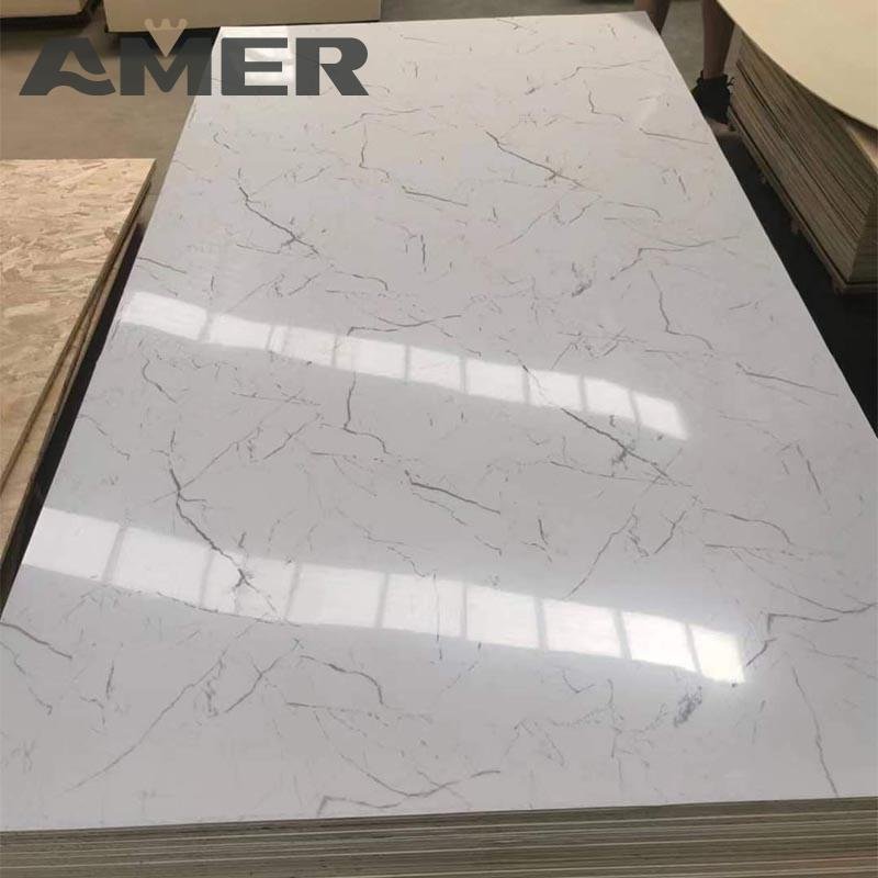 Amer OEM UV Coated PVC Marble Sheet Wall Panel Interior Carbon Slate Decorative Board Wall Panels with Marble Design