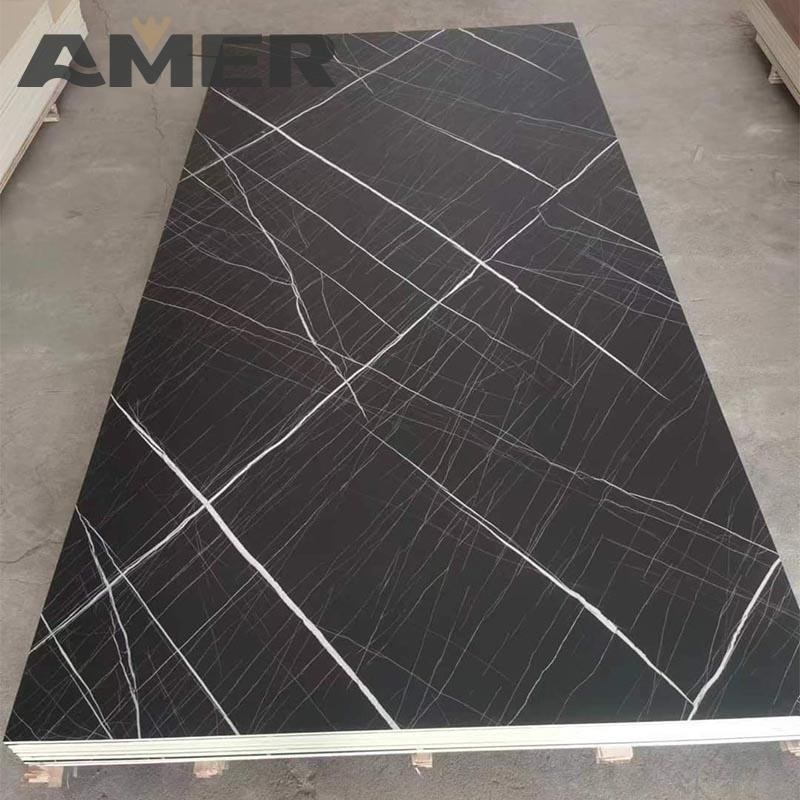 Amer OEM UV Coated PVC Marble Sheet Wall Panel Interior Carbon Slate Decorative Board Wall Panels with Marble Design