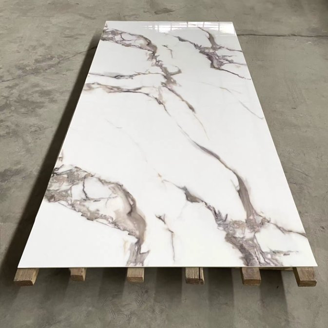 Bamboo wood fiber bamboo charcoal board marble white wall panel for background wall decoration PVC wall panel