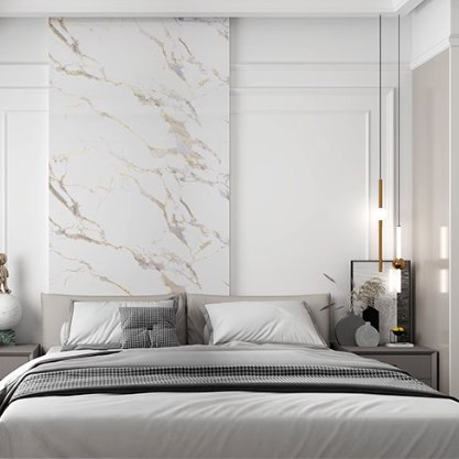 Bamboo wood fiber bamboo charcoal board marble white wall panel for background wall decoration PVC wall panel