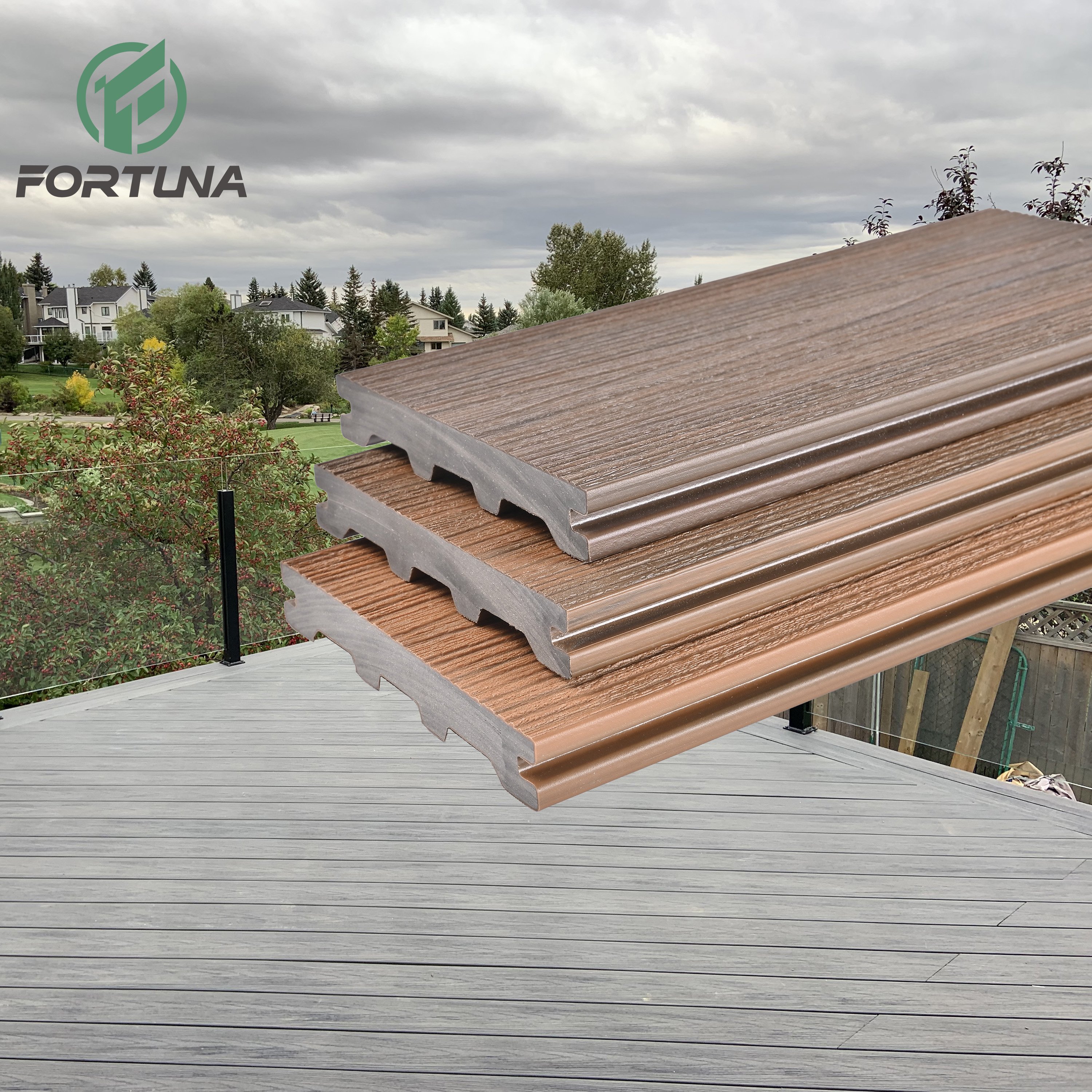 Exterior Terrace Wood Texture floor WPC Flooring Panel Wood Plastic Composite Decking