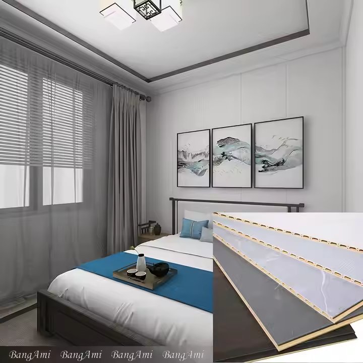 Quick Installation WPC Wall Panel Bamboo Wood Fiber Integrated Interior Pvc Modern Strip Waterproof Wallpaper 300mm