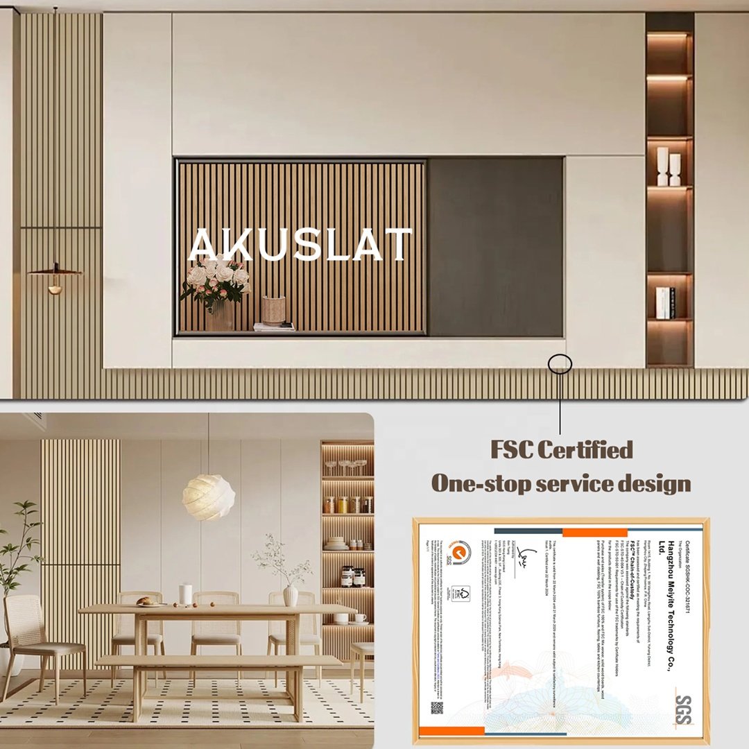 Interior Decoration 1.1m Sound Absorption Indoor Walls Panels & Other Boards Ceiling Panels Acoustic Slat Panels