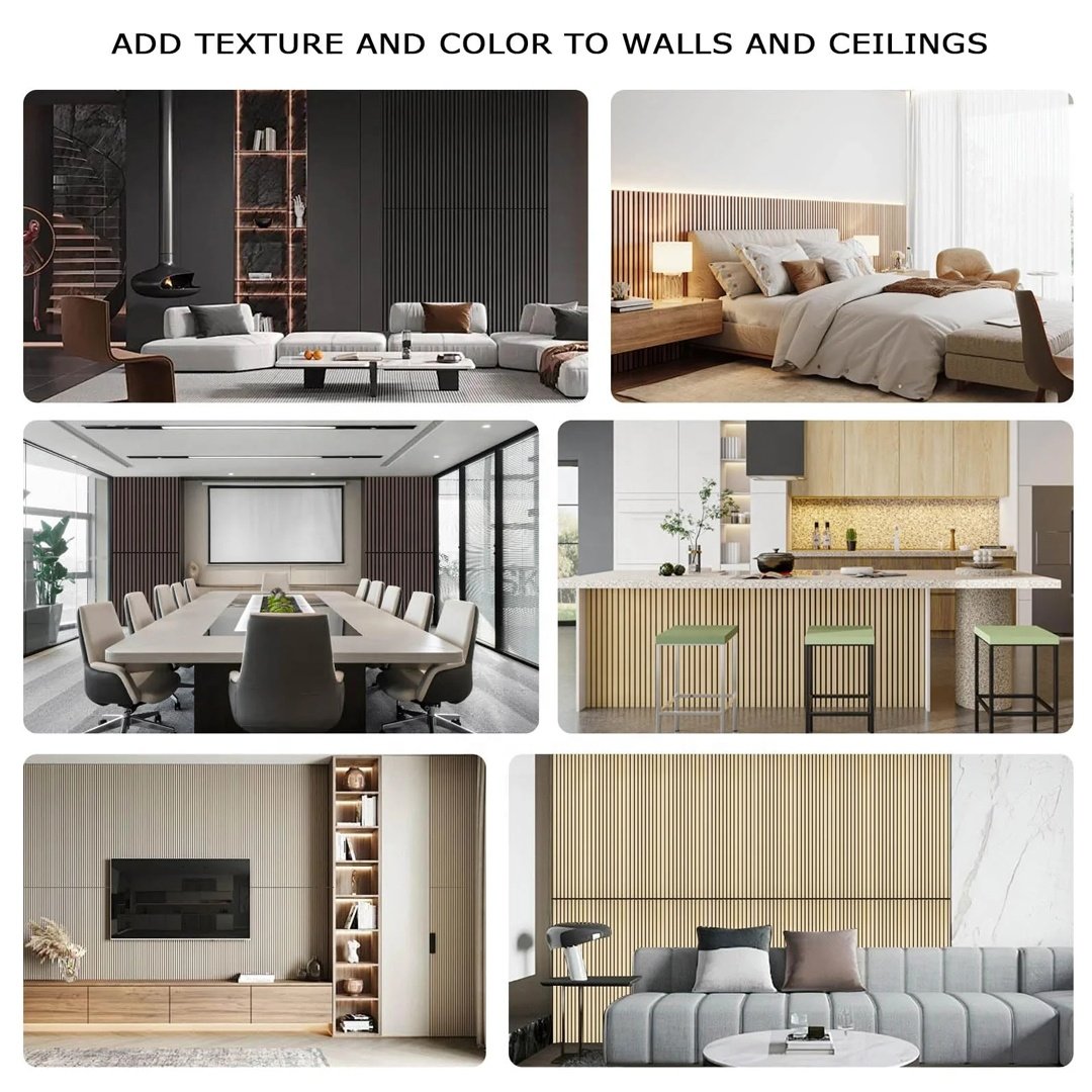 Interior Decoration 1.1m Sound Absorption Indoor Walls Panels & Other Boards Ceiling Panels Acoustic Slat Panels