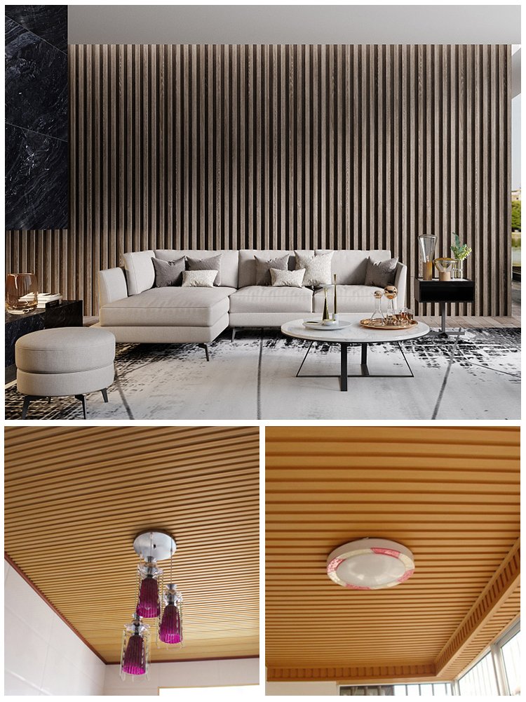 Interior Plastic Wooden Composite Covering Board Wainscoting Vinyl Timber Decorative 3D Fluted Cladding Pvc Wpc Wall Panel