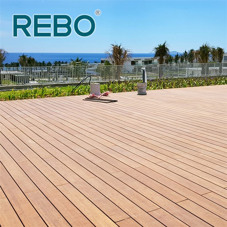 Waterproof outdoor bamboo tongue and groove decking floor covering board