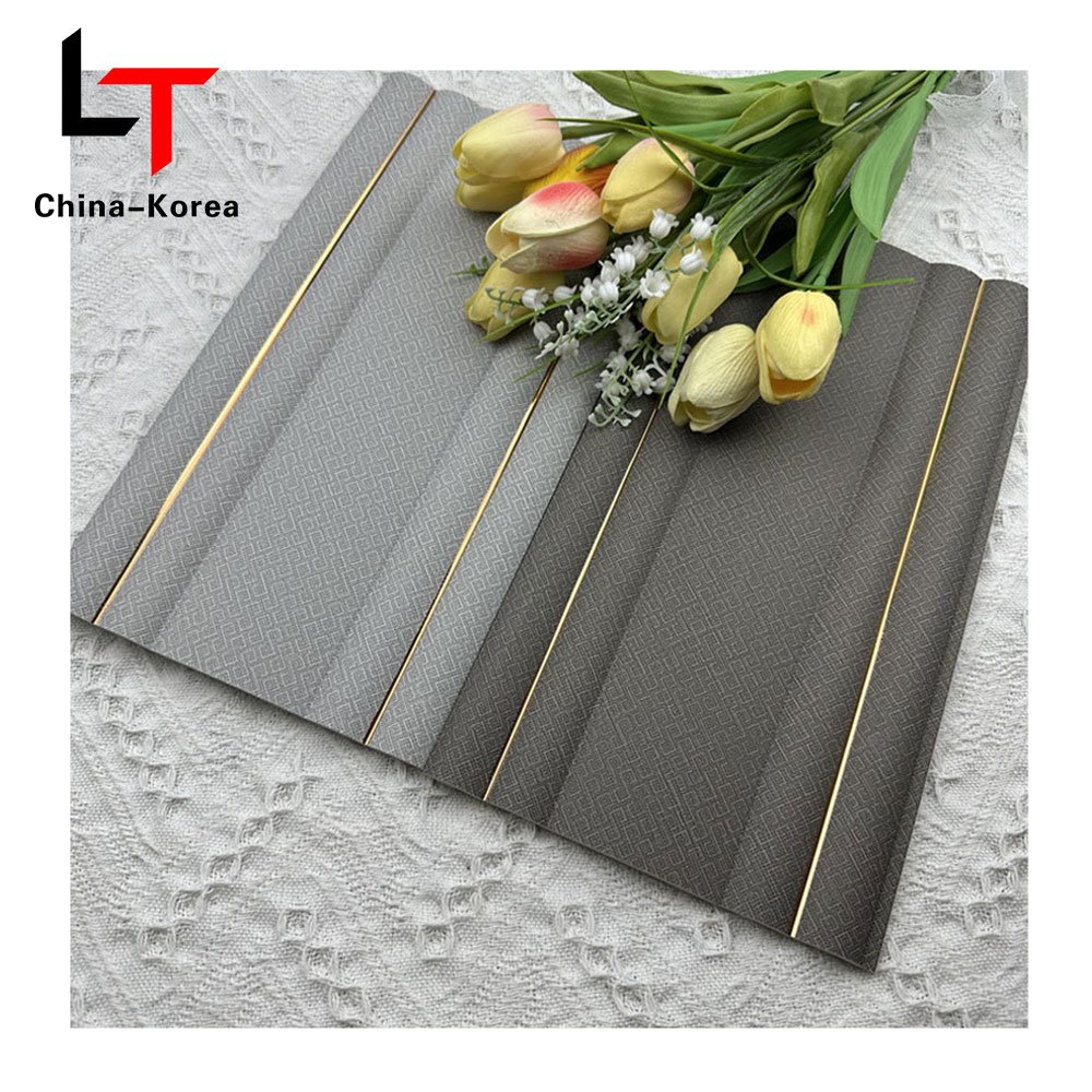 LT Reasonable Price PS 3D Vinyl WPC Cladding fluted wall panels Oak Texture Luxury Wall Board For Home Decoration