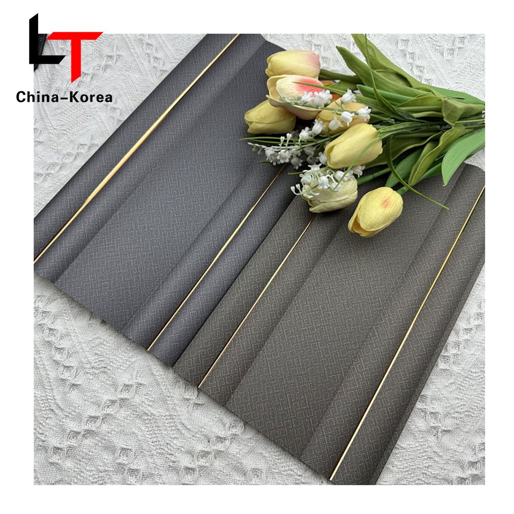 LT Reasonable Price PS 3D Vinyl WPC Cladding fluted wall panels Oak Texture Luxury Wall Board For Home Decoration
