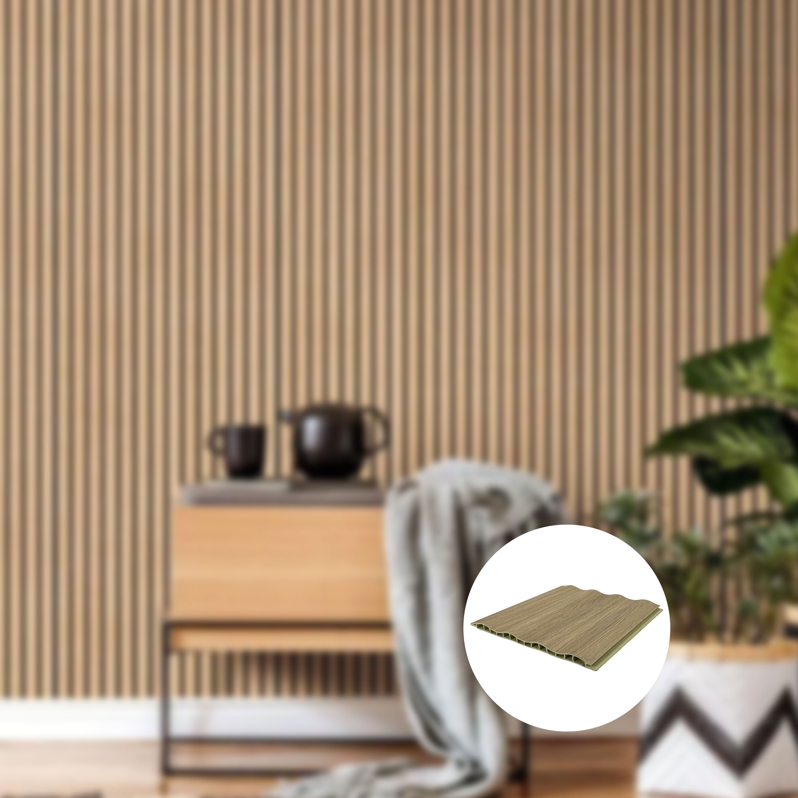 Reasonable Price 3D Wood Veneer Fluted Cladding Low Price WPC Decor Wall Panel Board For Indoor Tv Background Wall Decoration
