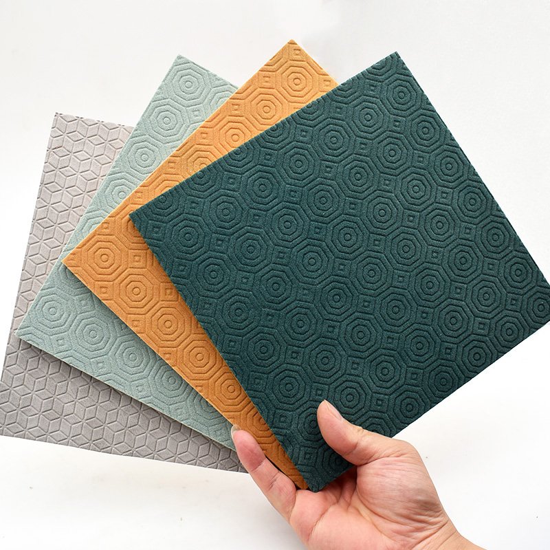 Modern Striped Bamboo Charcoal Fiber WPC Leather Wall Panels Waterproof Soundproof Fireproof Metal Surface Home Commercial Use