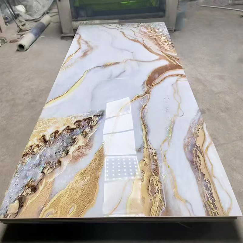 Waterproof Fireproof bamboo wood veneer panels UV board wall panel interior decoration wall cladding PVC board marble panel