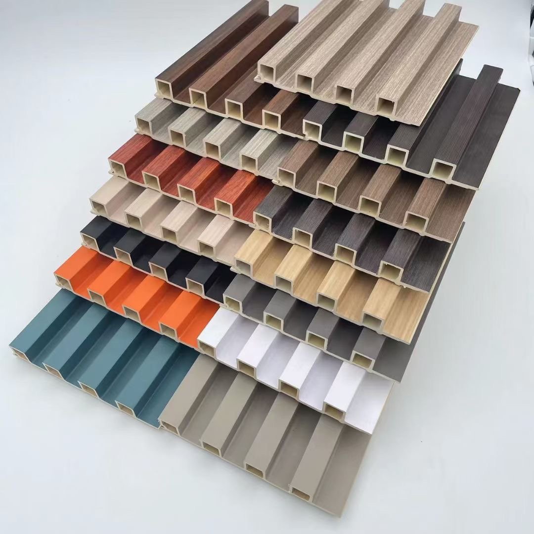 Fashion Hot Selling PVC Coated Waterproof Wpc Wall Panel Composite Wpc Wall Cladding Fluted Panel Wpc