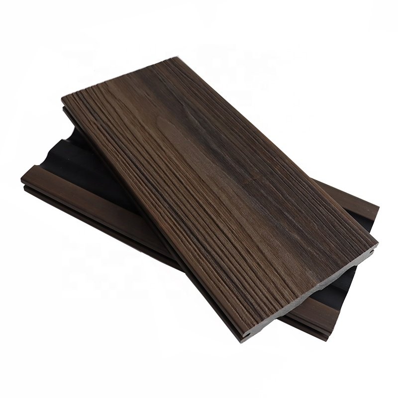M shape half solid Co-extrusion PE shield Wooden grain surface deep embossing anti-rotten wpc outdoor deck composite floor board