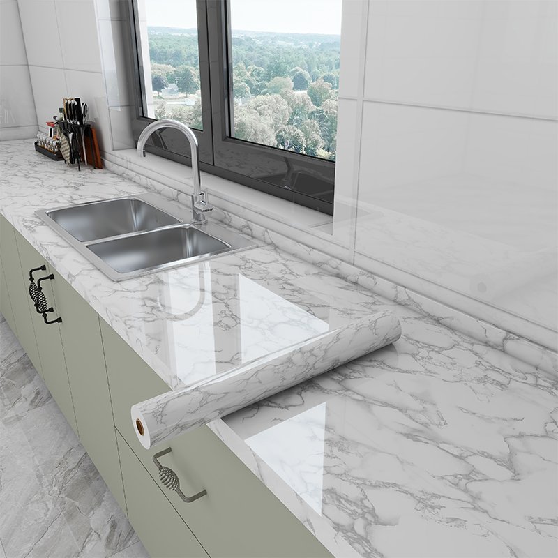 DUUEIHHUER Longtime High Glossy Marble PVC Sheets Carbon Slate Wall Panels with Heat Insulation and Moisture-Proof Function