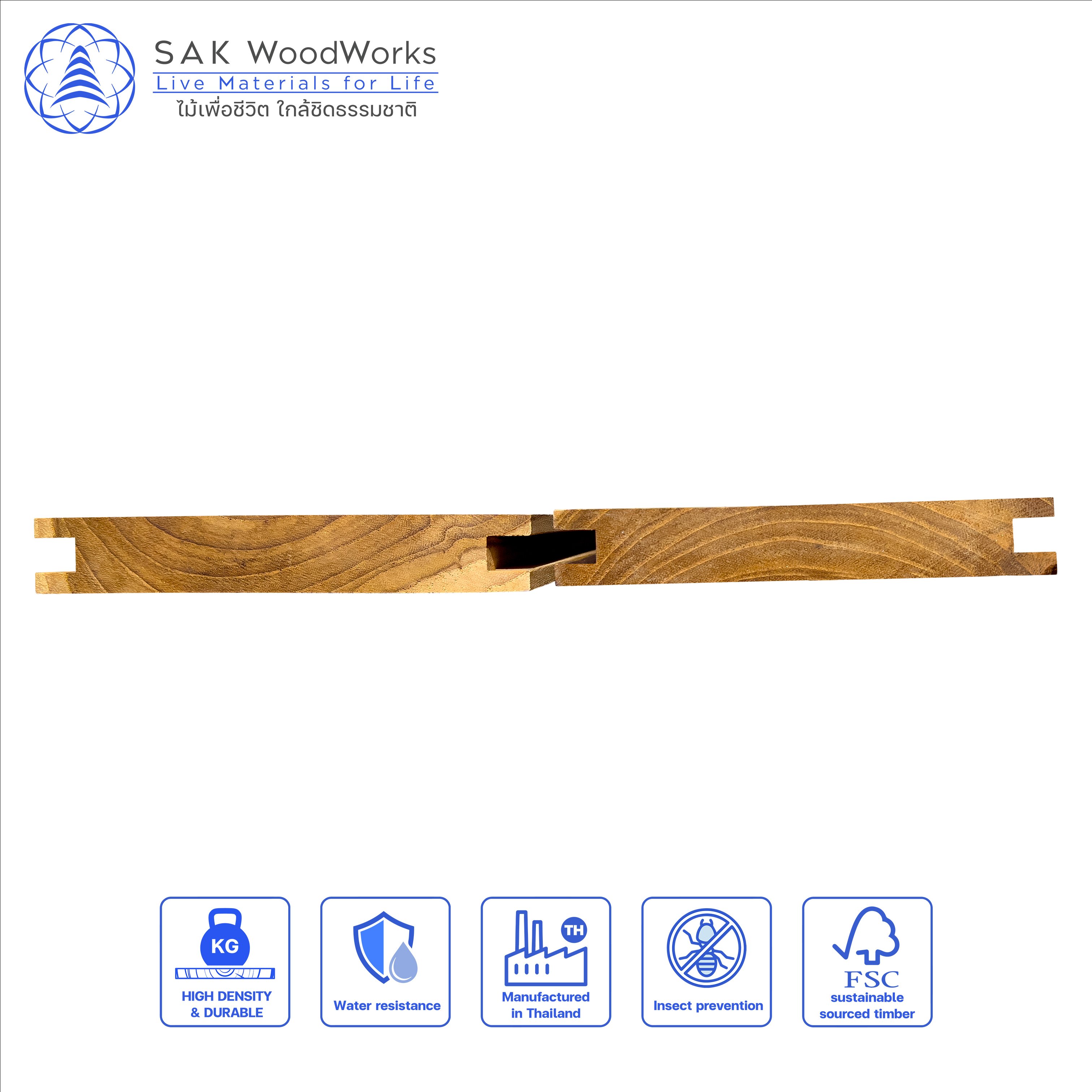 FSC Thai Teak Decking Board Luxury Premium Quality 15x140x1200mm Outdoor Flooring Durability 15x140x1200mm SAK WoodWorks Good