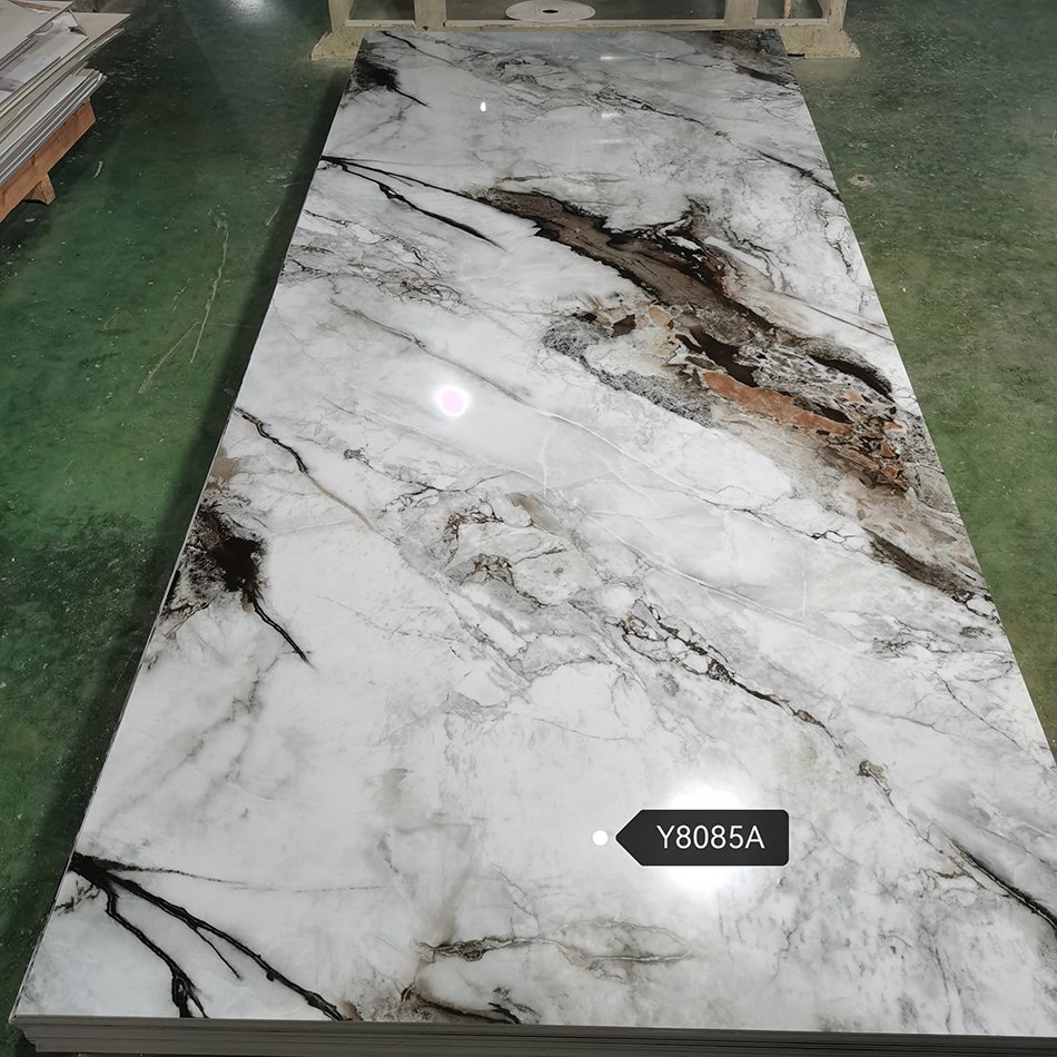 cheapest alternative marble laminated uv pvc marble sheet uv board for TV wall