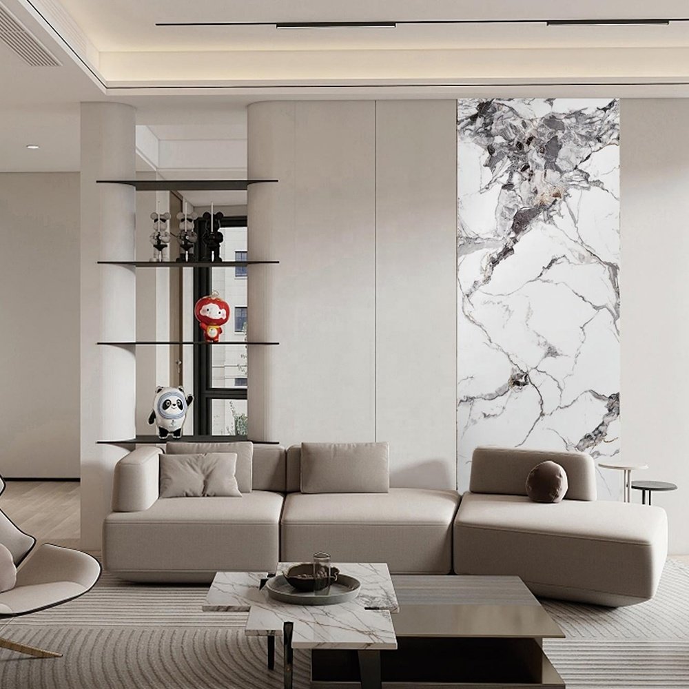 Kasaro Home Decoration Fiber Board UV PVC Nets Wall Panels Sheet Waterproof UV Marble Panel For Indoor Decor