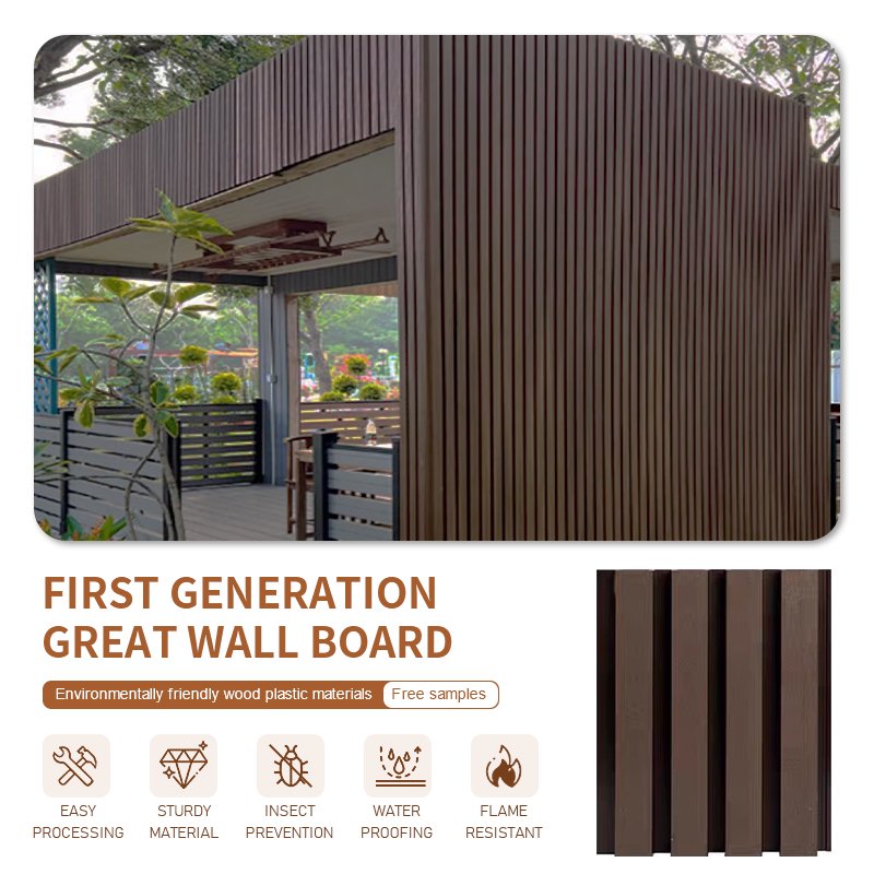 Factory Price Outdoor Co Extrusion Decorative Board Louvers Facade Panel Wood Plastic Composite Wpc Great Wall Cladding Panel