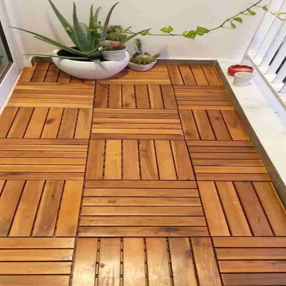 Wooden Plastic Composite Plank WPC Deck Tiles Board For Patio Garden Swimming Walkway Roof