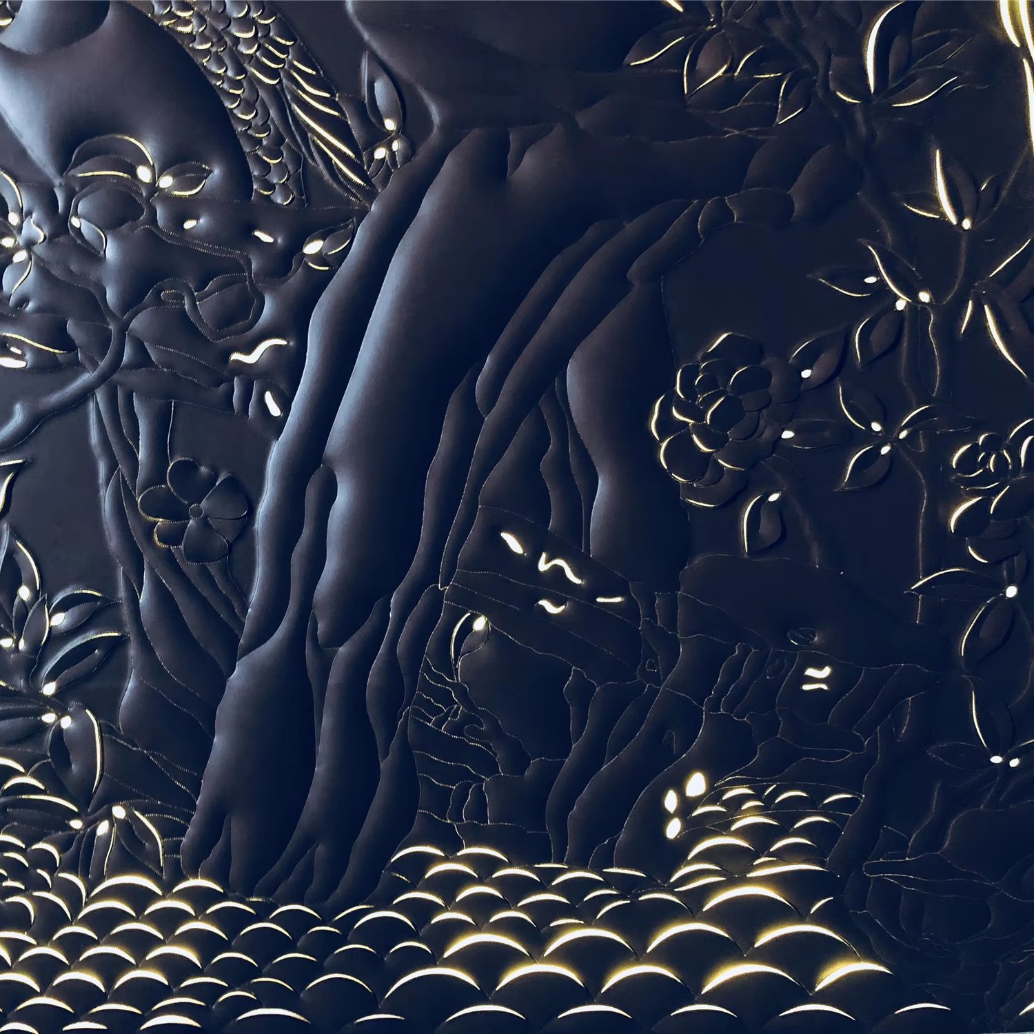 Custom 3D Carving Process Background Wall Panel Modern Design Style Embroidery Board for Living Room Made of Leather Villas