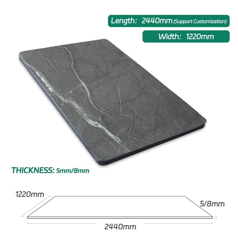 Modern Simple Interior Bamboo Charcoal Wood Veneer PVC Marble Sheet Manufacturer Customized