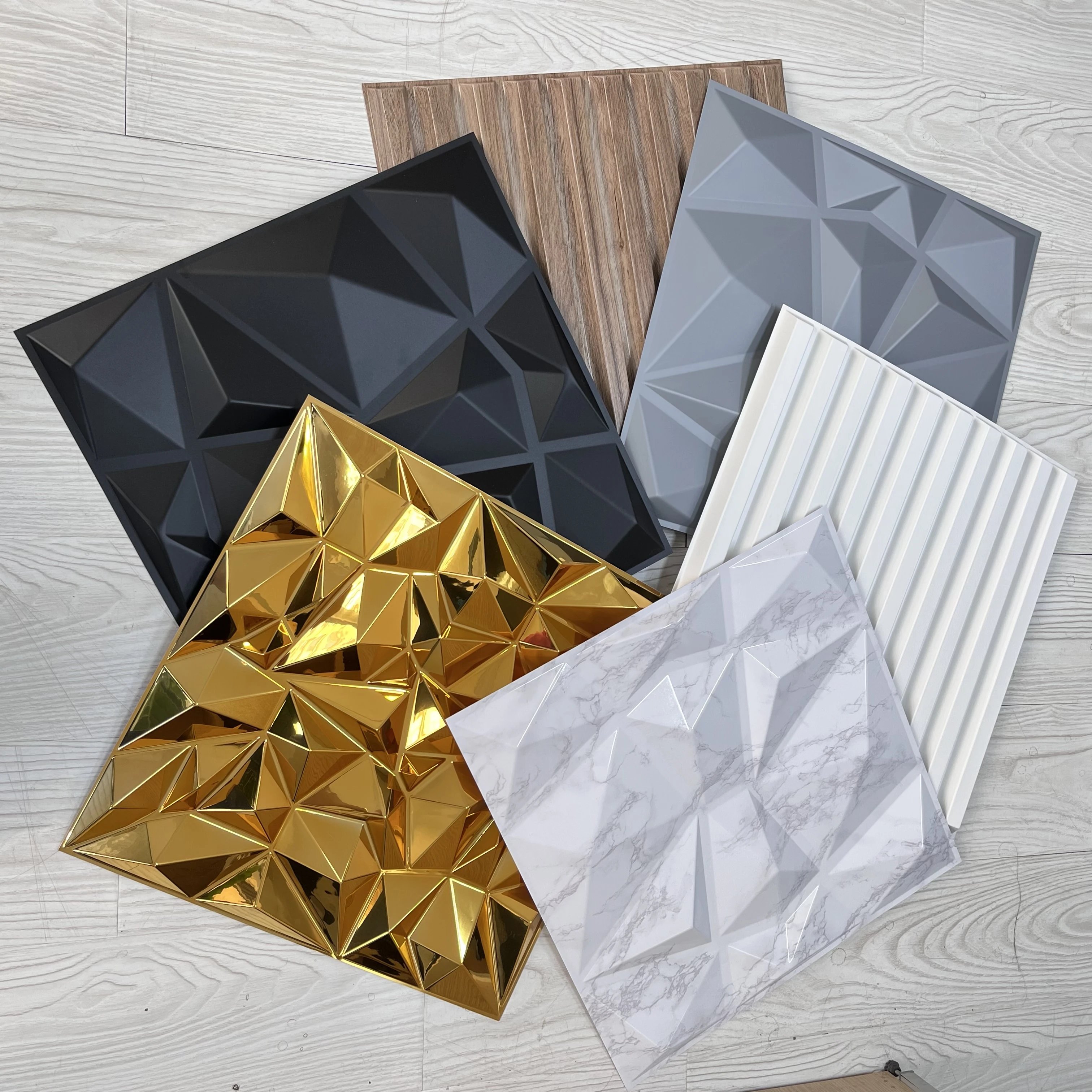 3d Decoration Board 3dwallpaper Wholesale New Decorative PVC Panels Mirror Wall Panel Gold panel