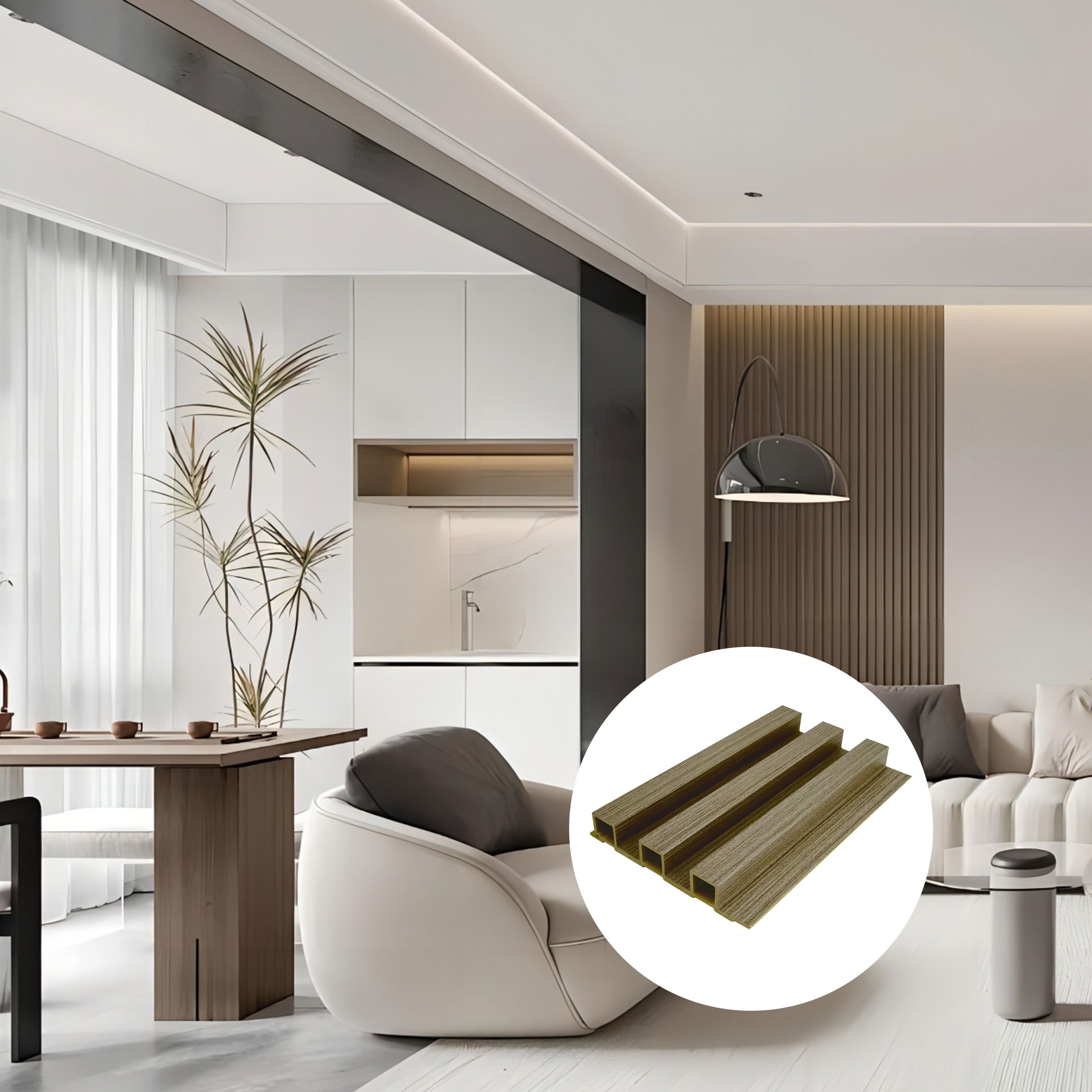 Reasonable Price Low Price 3D Wood Veneer Fluted Cladding Wpc Decor Wall Panel Board For Indoor Tv Background Wall Decoration
