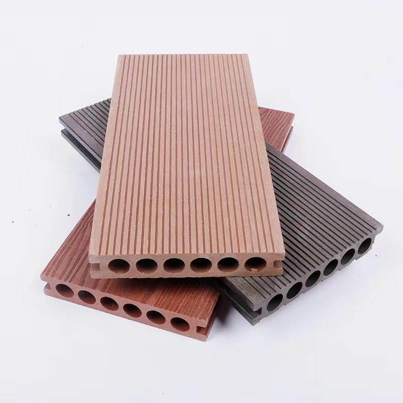 Modern Style Co-Extrusion WPC Composite Deck Flooring Waterproof Square Decking Board for Swimming Pool with Brushed Technics