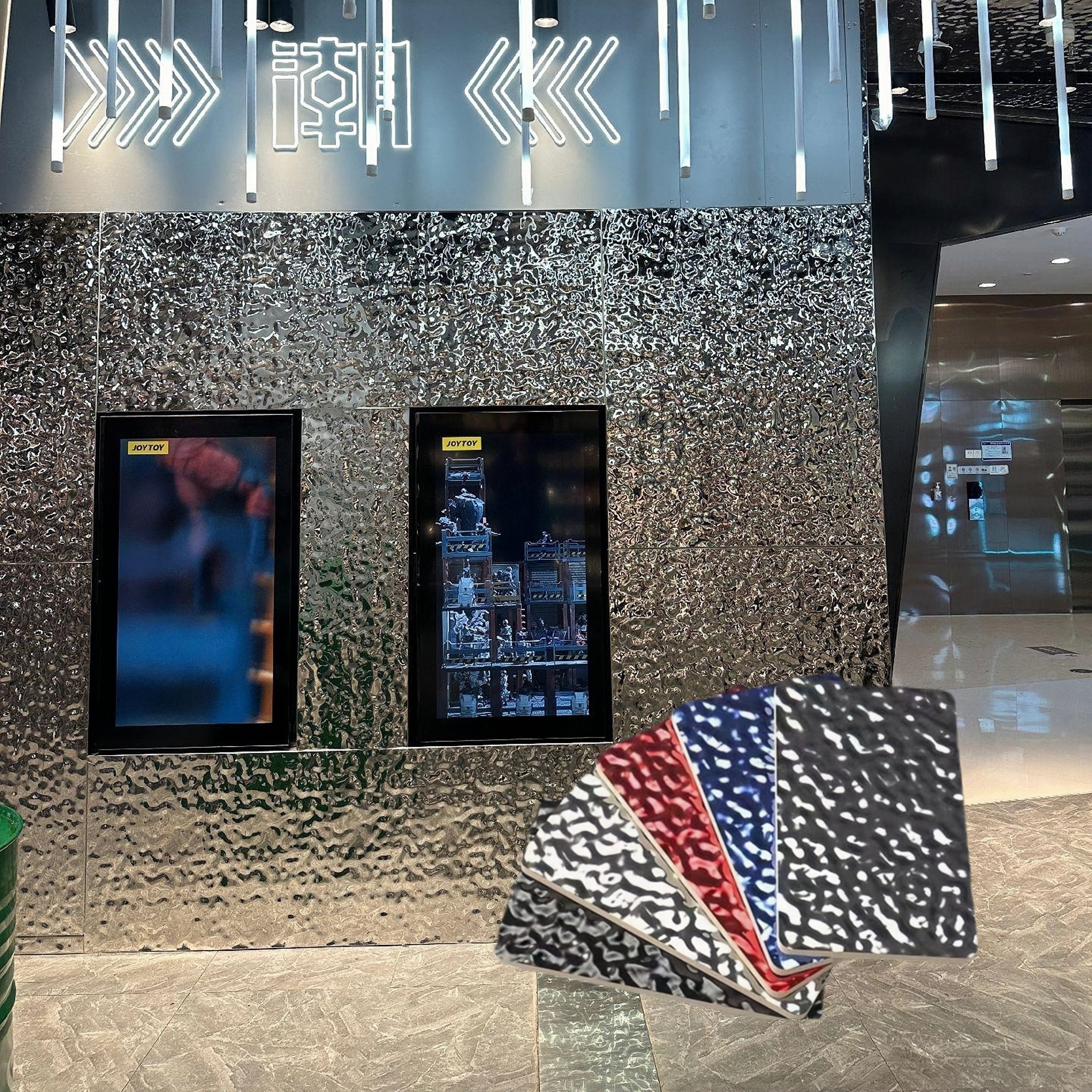 3D Water Ripples Mirror Sheets Decorative Panel Composite Interior Metal Bamboo Fiber Charcoal Wall Board