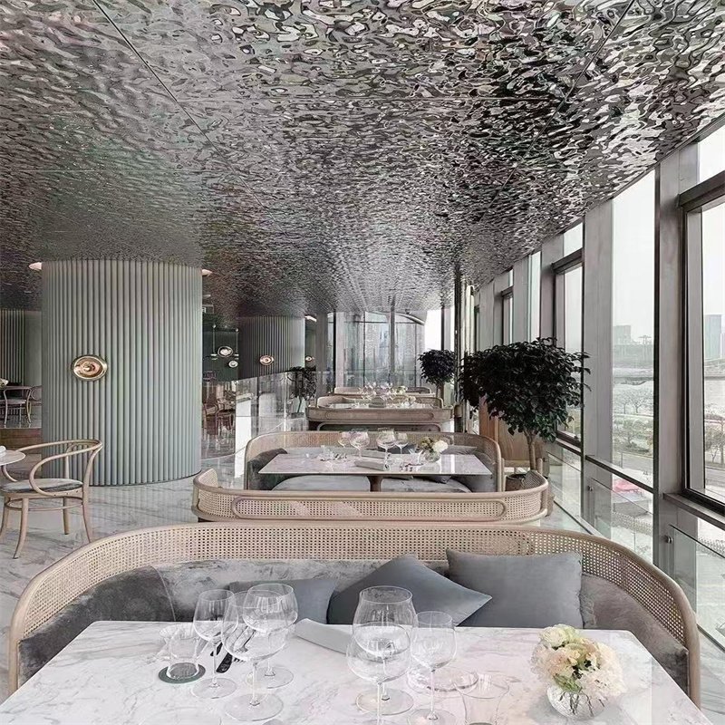 3D Water Ripples Mirror Sheets Decorative Panel Composite Interior Metal Bamboo Fiber Charcoal Wall Board