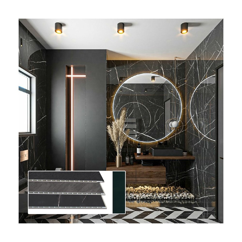 Bathroom luxury matte marble wpc spc pvc wall board panel waterproof fireproof