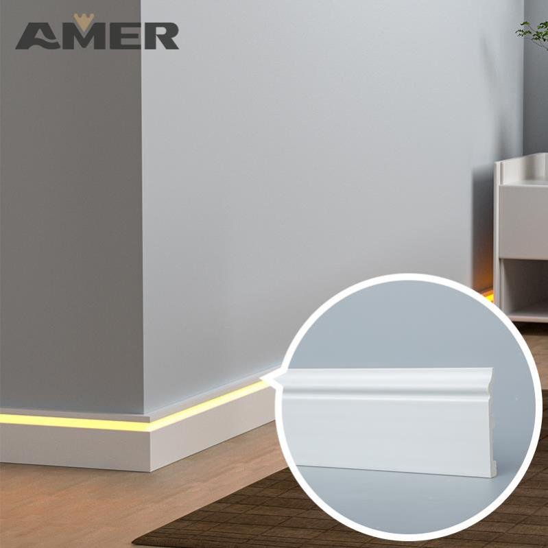 High Quality Factory Manufacturing Ps Skirting Pvc Ps Line Board Stain-Resistant Baseboards