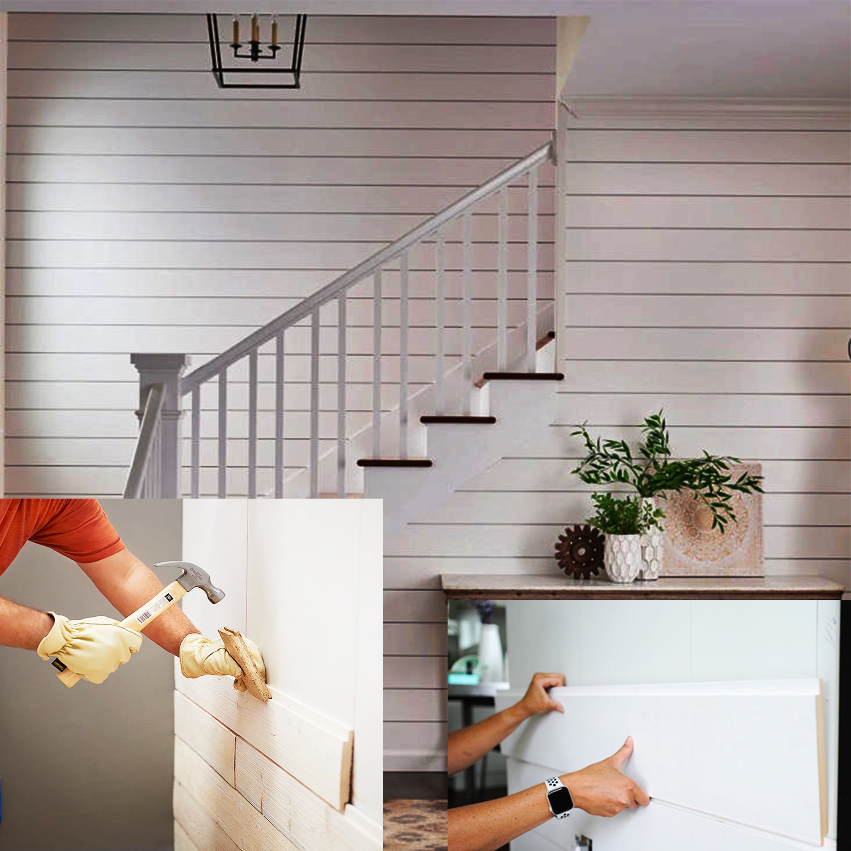 White Primed Wood Shiplap Wall Paneling