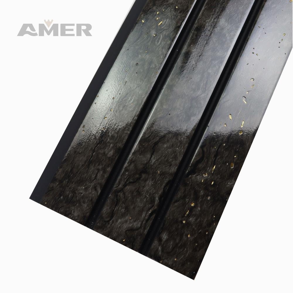 Amer factory wholesale Wooden Grain Pvc Wpc Wall Panels Designs For Decoration PS wall panel