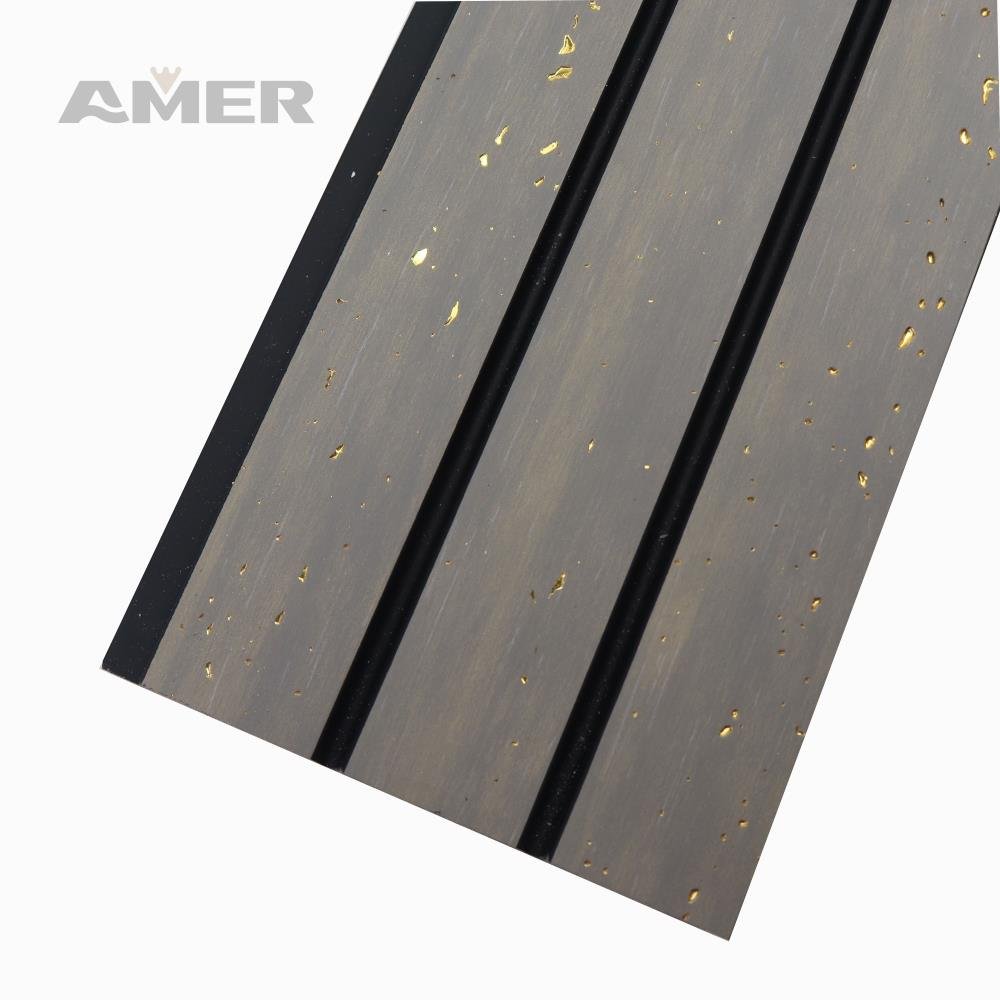 Amer factory wholesale Wooden Grain Pvc Wpc Wall Panels Designs For Decoration PS wall panel
