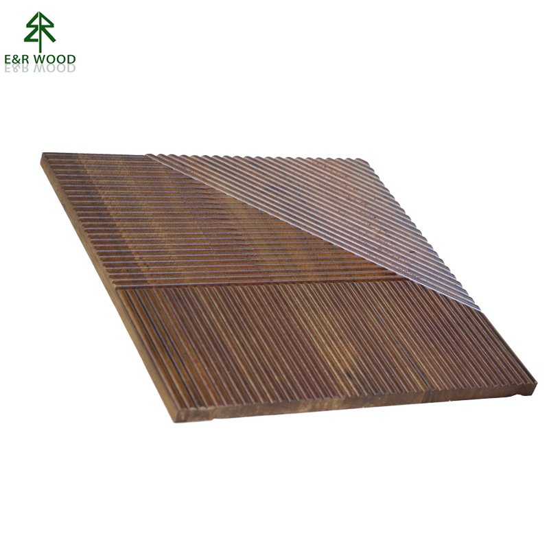 E&R WOOD Carved Textures Wall Panels Solid Wood Decorative Wall Covering Board 3D Wall Sheet For Home Decoration