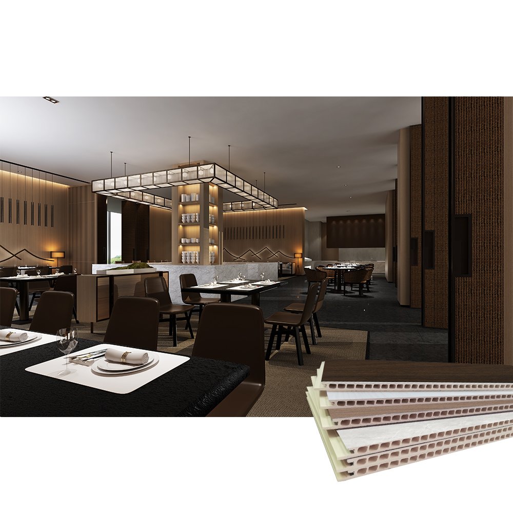 ROHS 600 mm width rigid core wpc spc pvc wallboard Insoul hot sale restaurant wall panel