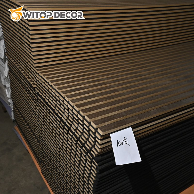 Acoustic Panels MDF Soundproof Material Wooden Wall Slat Natural Walnut Wood Board Polyester Fiber