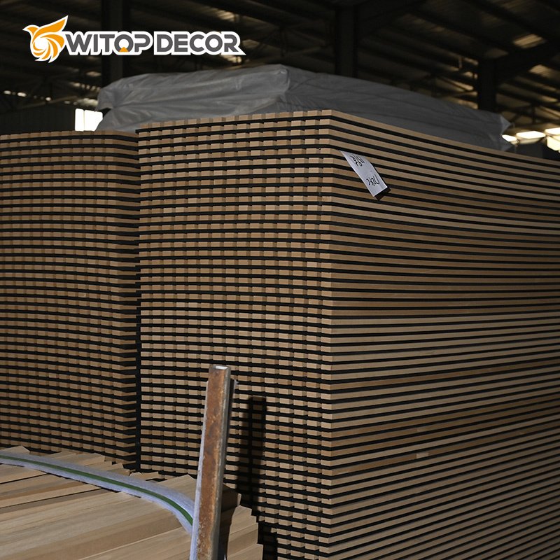 Acoustic Panels MDF Soundproof Material Wooden Wall Slat Natural Walnut Wood Board Polyester Fiber