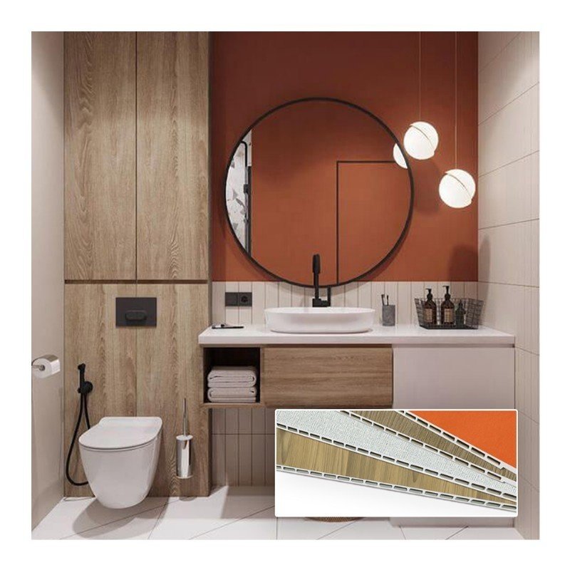 Interior Moisture Proof Grey Marble Bathroom PVC WPC Wall Panels