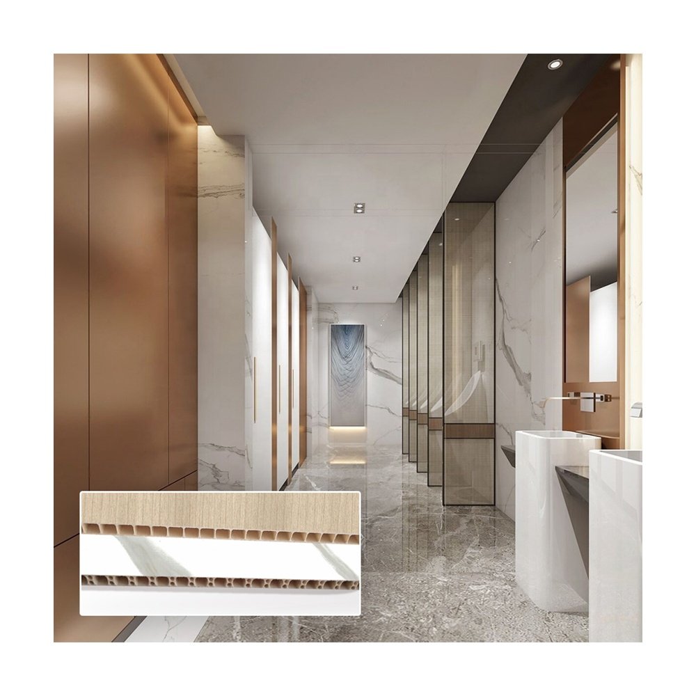 Interior Moisture Proof Grey Marble Bathroom PVC WPC Wall Panels