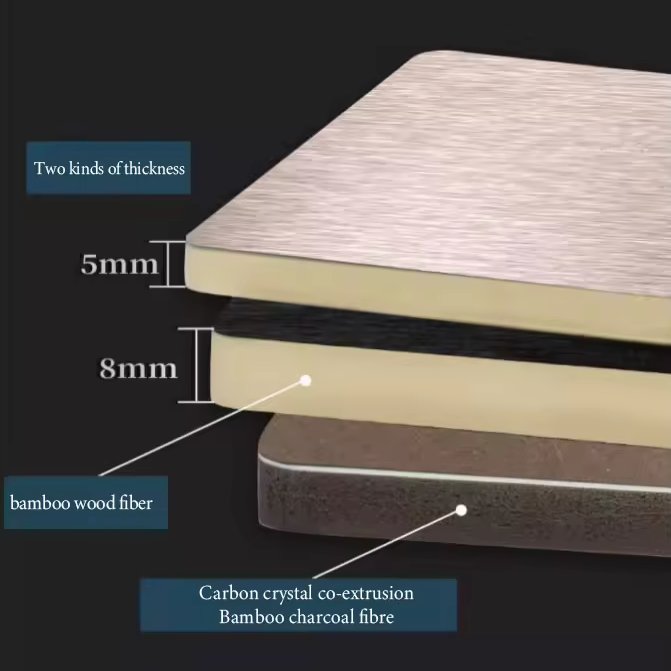 Hot Sale Wood Grain Carbon Crystal Plate Decorative Bamboo Carbon Fiber Wood Veneer Wall Panel Bamboo Charcoal Wood Veneer