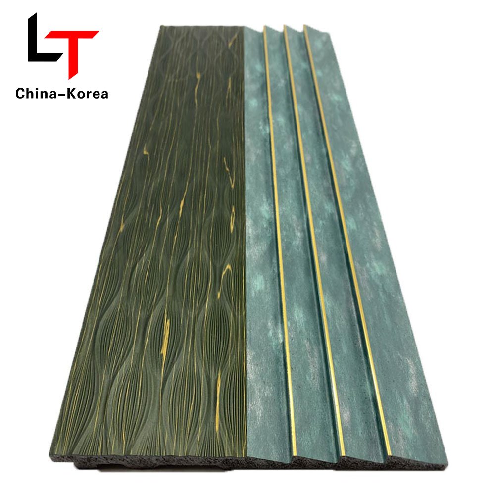 LT Factory Direct Vinyl 3D PS WPC fluted wall panels Wooden Cladding back Board Co-extrusion foam Wood Plastic Composite Slatted