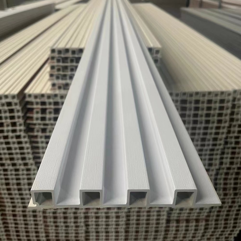 160*24mm Quality Indoor Wood alternative panels WPC fluted 3D wood plastic composite wall panel