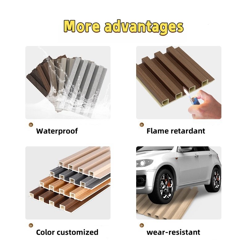 160*24mm Quality Indoor Wood alternative panels WPC fluted 3D wood plastic composite wall panel